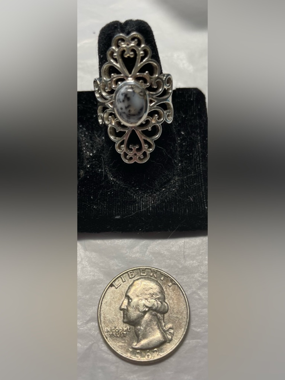 Dendritic opal ring